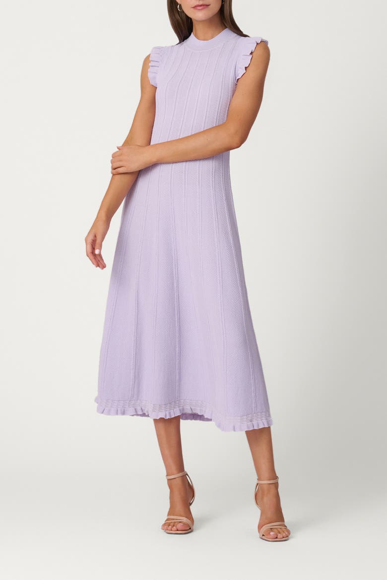 Pointelle Knit Tucker Dress, Main, color, Lilac