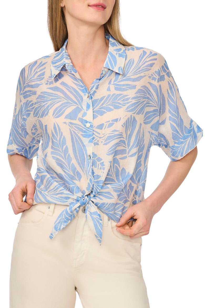 Tie Front Sleeve Top, Main, color, DENIM