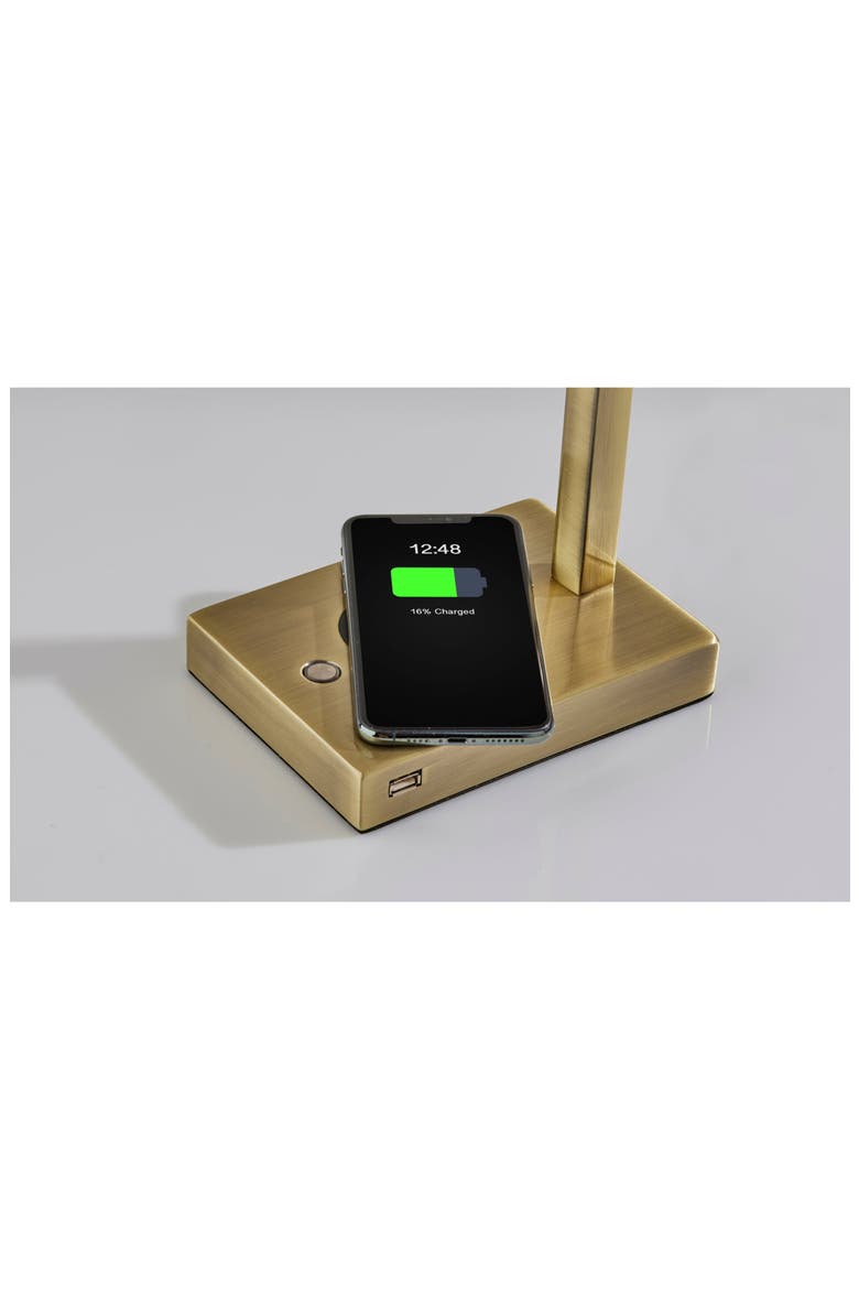 Aidan Charge LED Desk Lamp, Alternate, color, ANTIQUE BRASS