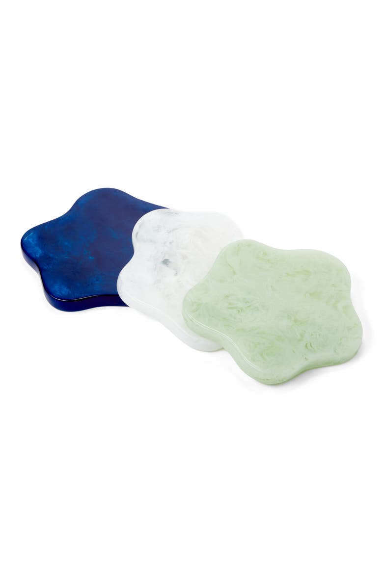 Pamana Marbled Flower Coaster, Alternate, color, WHITE GLOSS