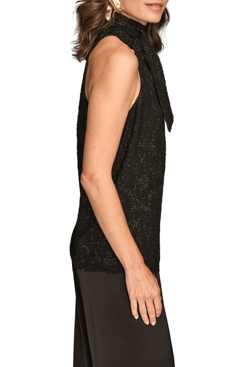 Donna Karan New York Metallic Halter Top, Alternate, color, Black/ Gold