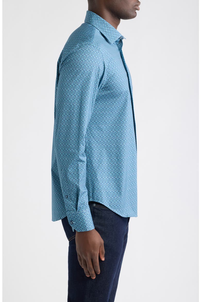 James OoohCotton® Geo Print Button-Up Shirt, Alternate, color, TEAL