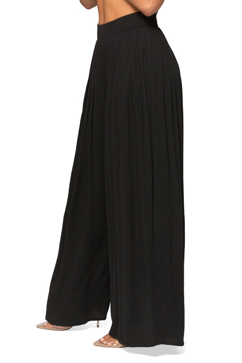 After Sunset Pleated Wide Leg Pants, Alternate, color, BLACK