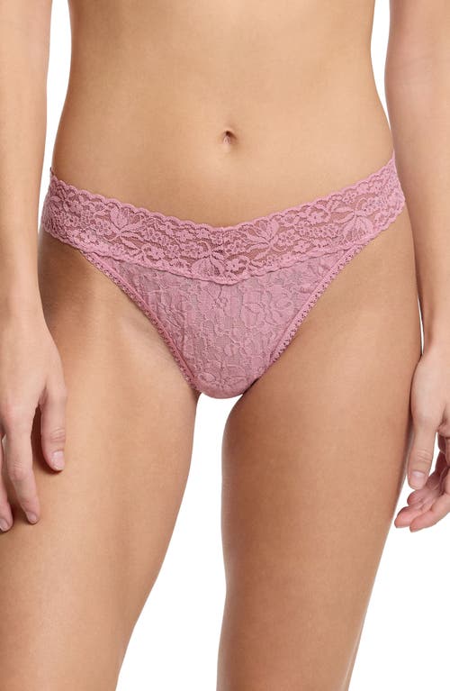 Hanky Panky Flora Lace Original Rise Thong In Mauve Orchid Pink