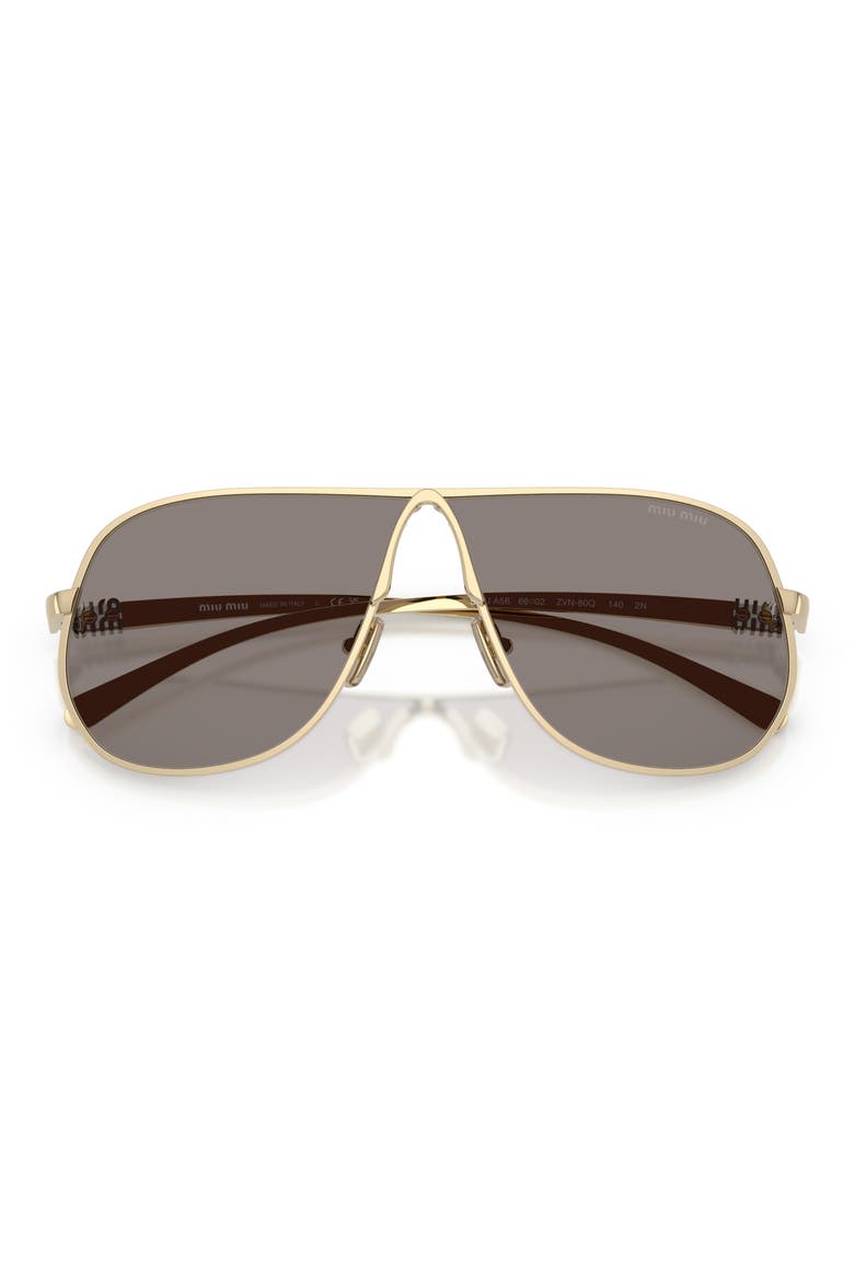 66mm Oversize Pilot Sunglasses, Alternate, color, PALE GOLD / DARK GREY