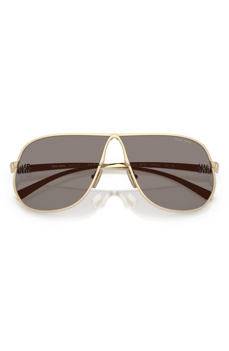 Miu Miu 66mm Oversize Pilot Sunglasses, Alternate, color, Pale Gold / Dark Grey