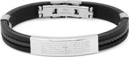 STEELTIME Men's Stainless Steel Lord's Prayer Rubber Strap Bracelet