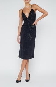 L'AGENCE Chatou Twist Front Shimmer Dot Dress