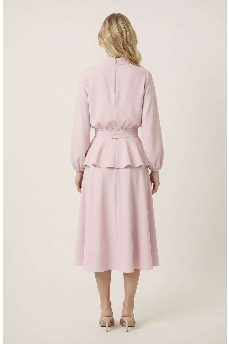Mock Neck Peplum Top And Mini Skirt Set, Alternate, color, Pastel Pink