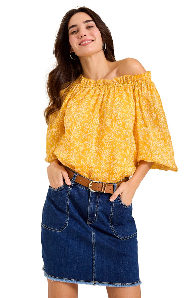 Tommy Bahama Veranda Vines Off the Shoulder Top, Alternate, color, Canna Lily