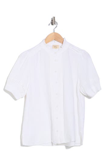 Elie Elie Tahari Ruffle Collar Puff Sleeve Button-up Shirt