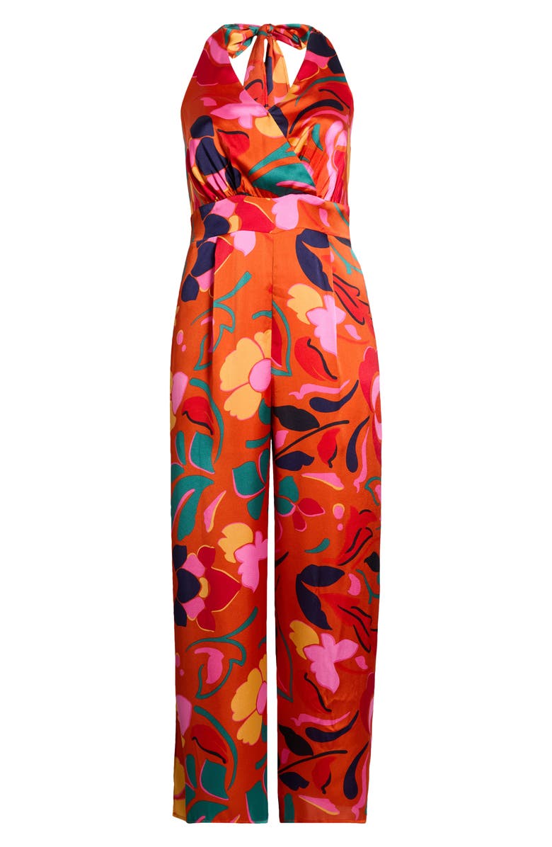 SUGARLIPS Magic Moment Floral Halter Jumpsuit, Alternate, color, Orange Multi