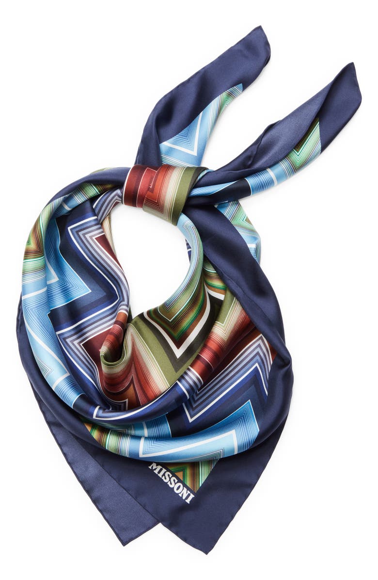 Missoni Zigzag Print Silk Square Scarf, Alternate, color, 0001 Blue Multi
