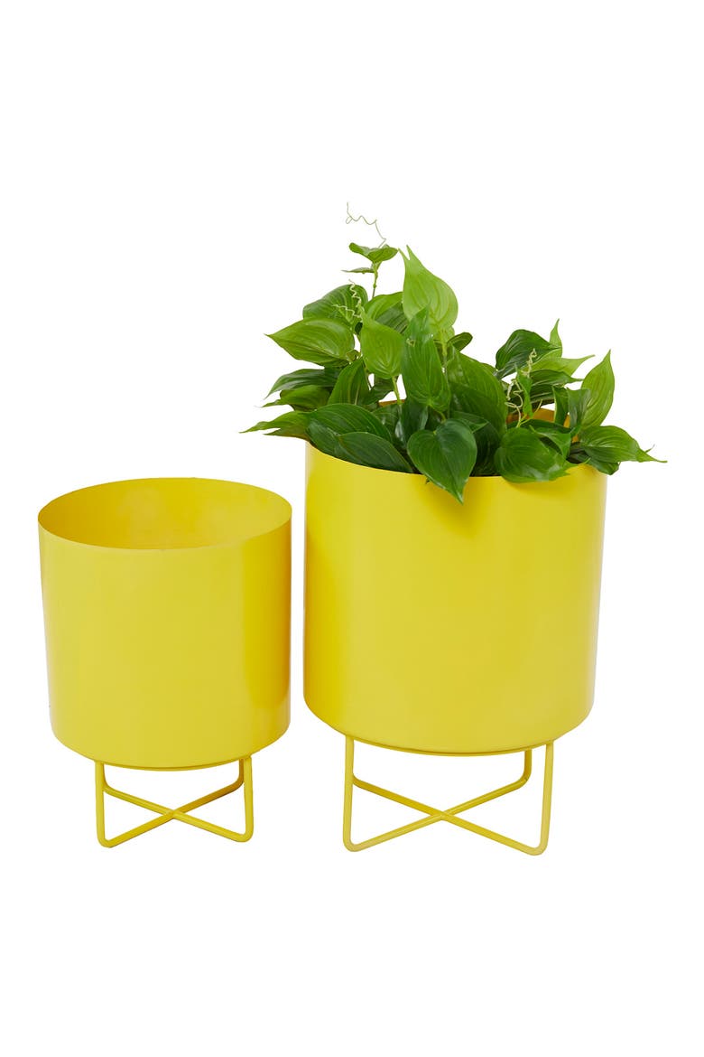 Yellow Metal Planter - Set of 2, Main, color, YELLOW