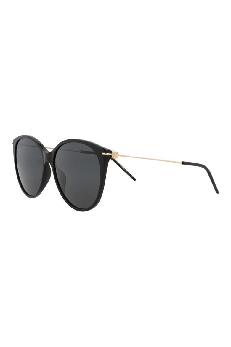 58mm Round Sunglasses, Alternate, color, BLACK/ GOLD/ GREY
