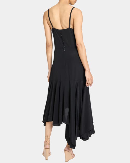Santorelli Tani Sleeveless Midi Dress With Asymmetric Skirt Panel In Luxury Jersey In Black