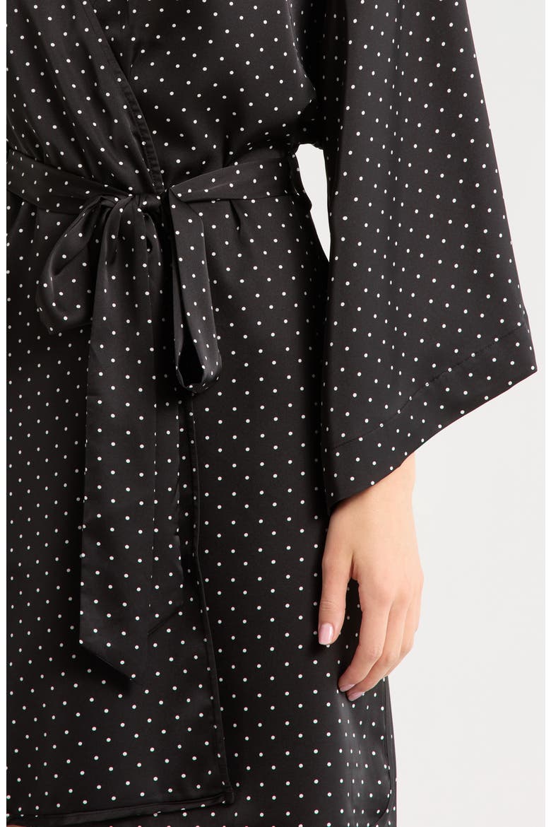 Get Ready with Me Satin Robe, Alternate, color, BLACK- IVORY POLKA DOT