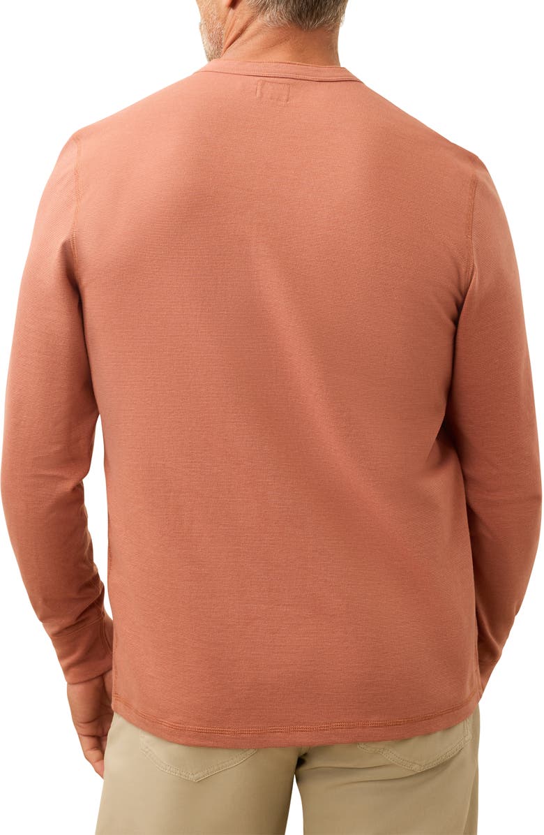 Faherty Long Sleeve Waffle Henley, Alternate, color, Dusty Sienna
