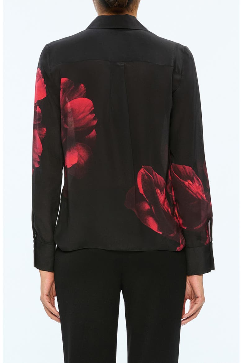 Brady Floral Slim Fit Silk Button-Up Shirt, Alternate, color, PEONY PETALS BRIGHT RUBY