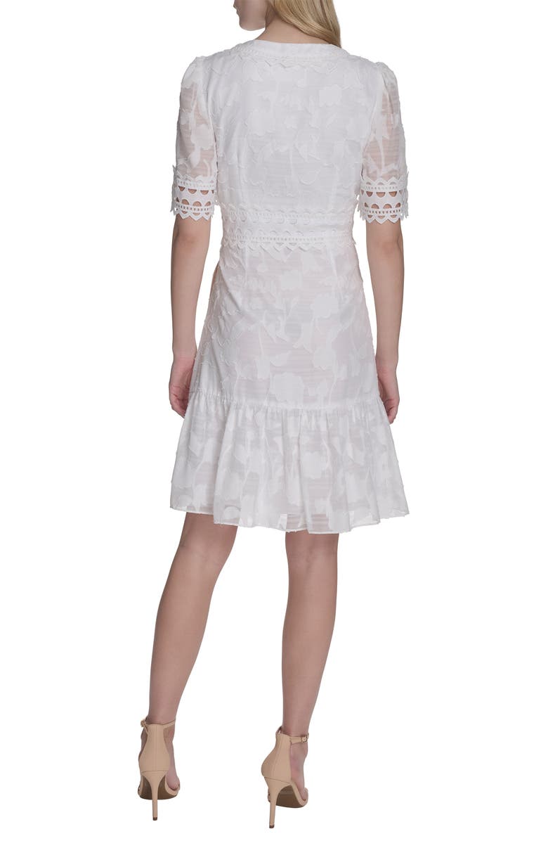 Eliza J Short Sleeve Floral Burnout Shirtdress, Alternate, color,