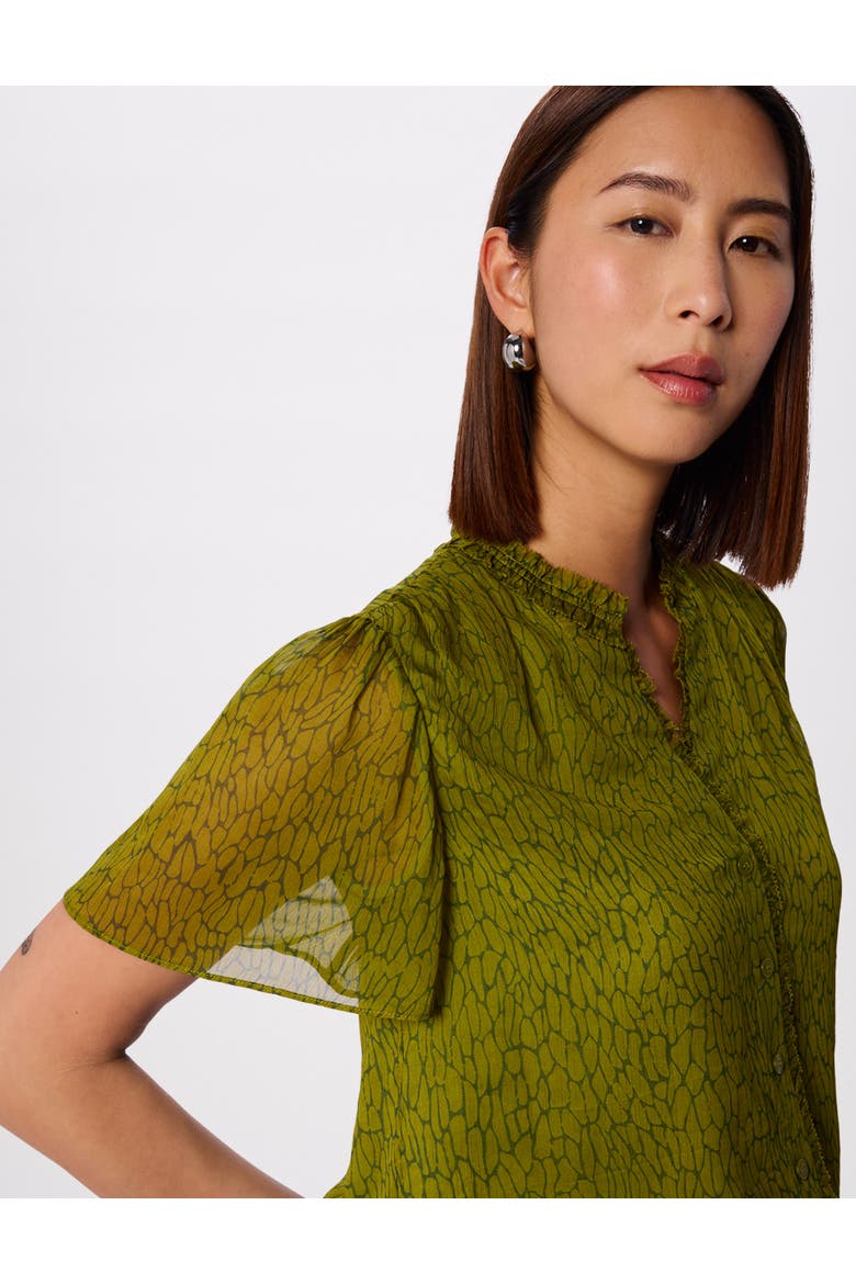 Dragonfly Short Sleeve Blouse, Alternate, color, Green/Multi