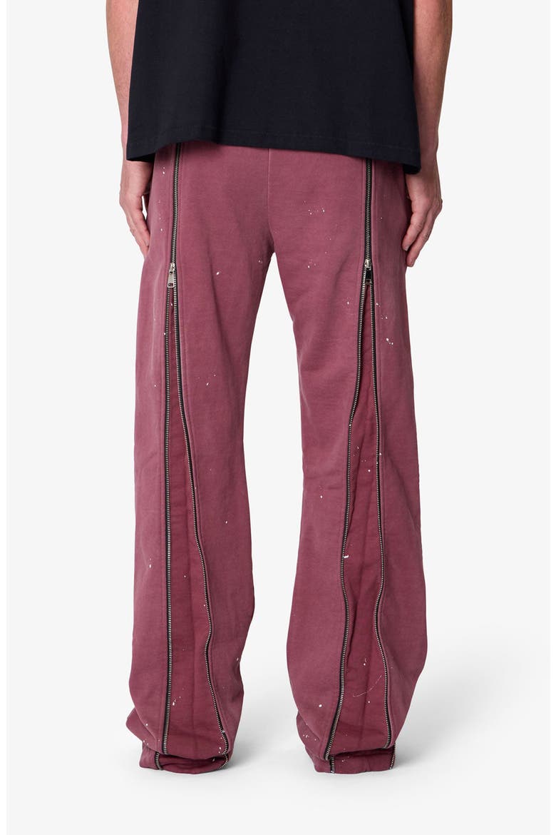 Rivet Zipper Flare Sweatpants, Alternate, color, RED