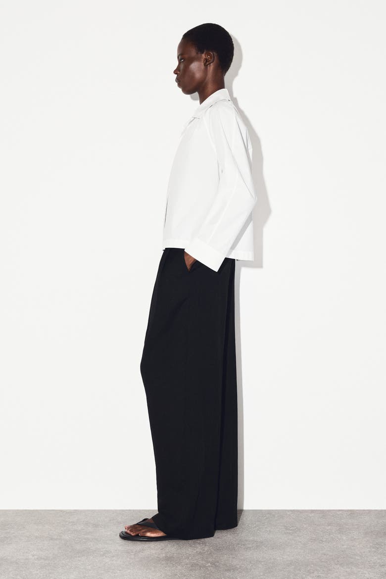 Gathered Pima Cotton Shirt, Alternate, color, WHITE