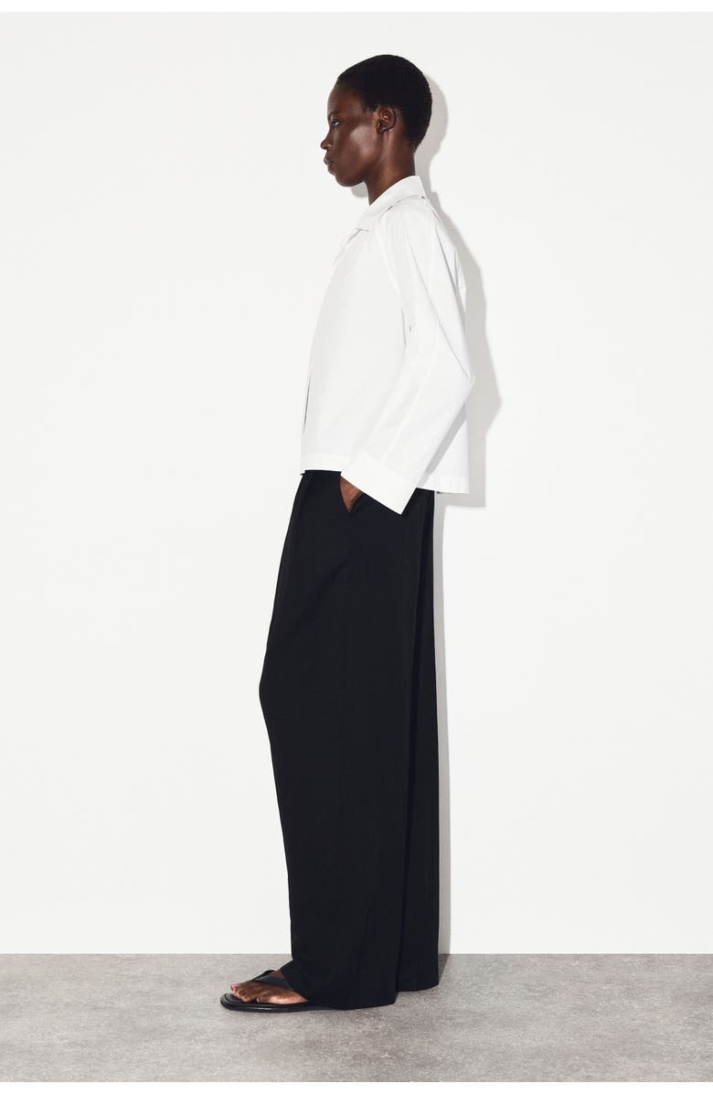 COS Gathered Pima Cotton Shirt, Alternate, color, White