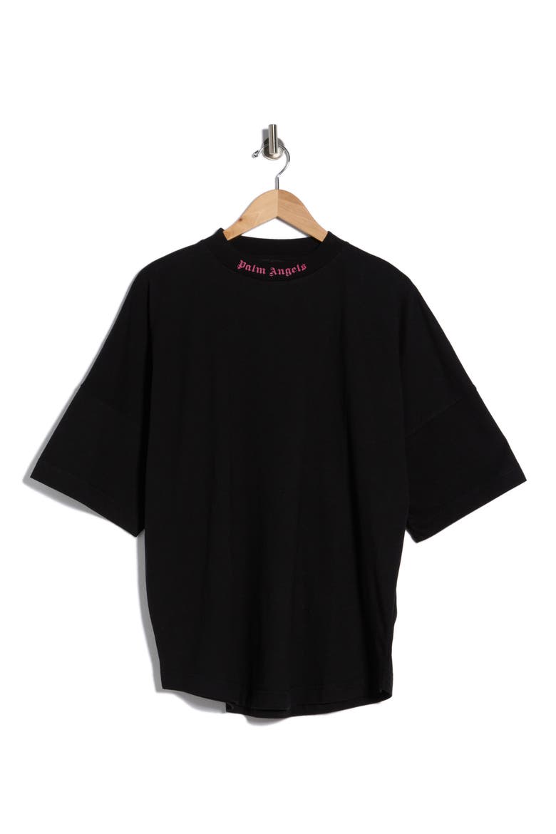 Crewneck Short Sleeve T-Shirt, Alternate, color, BLACK FUSCHIA