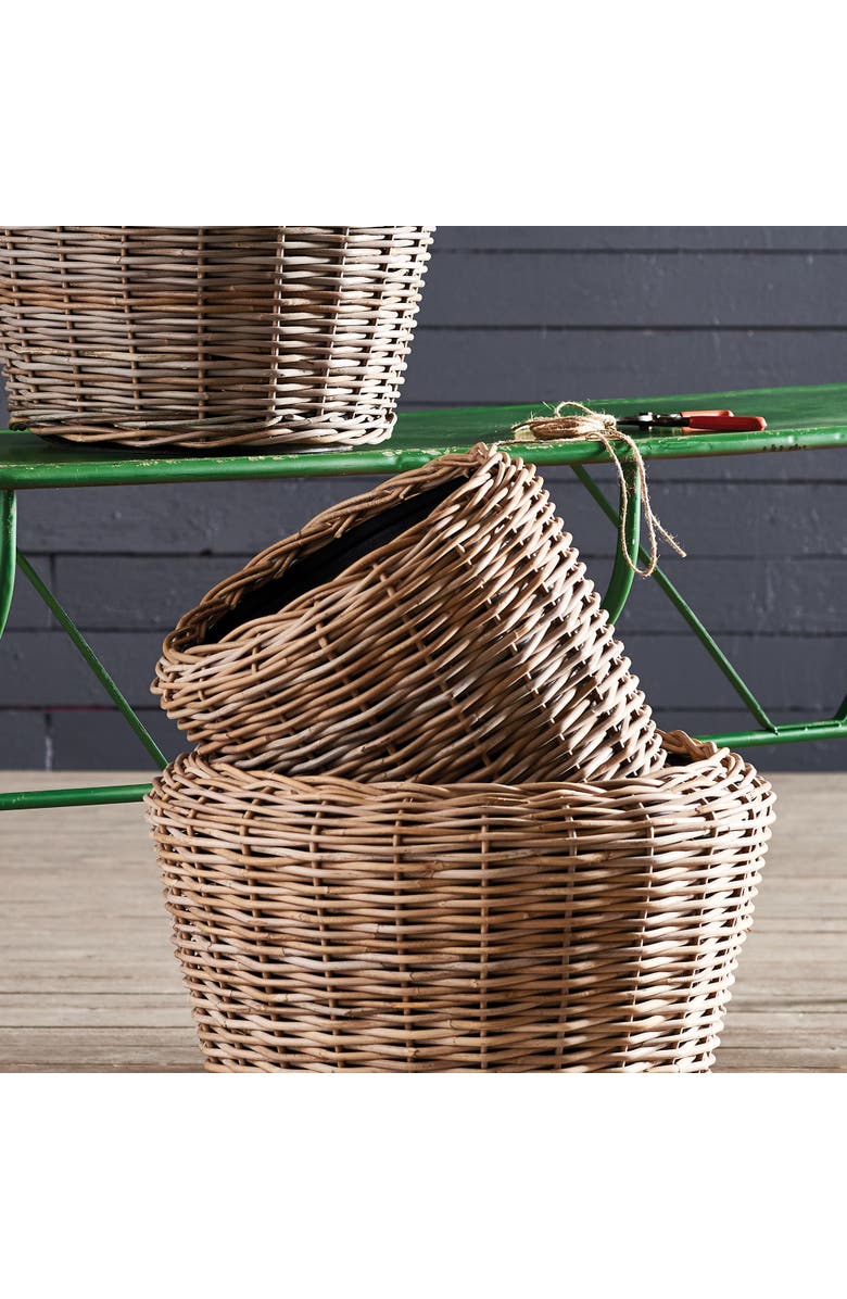 Napa Home & Garden Woven Dry Basket Planter 17.75", Alternate, color, Beige