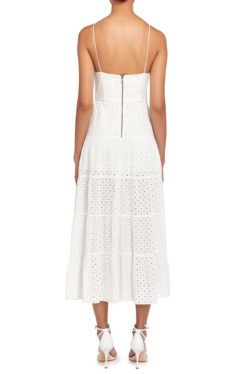 Alice + Olivia Shanti Eyelet Midi Sundress, Alternate, color, 