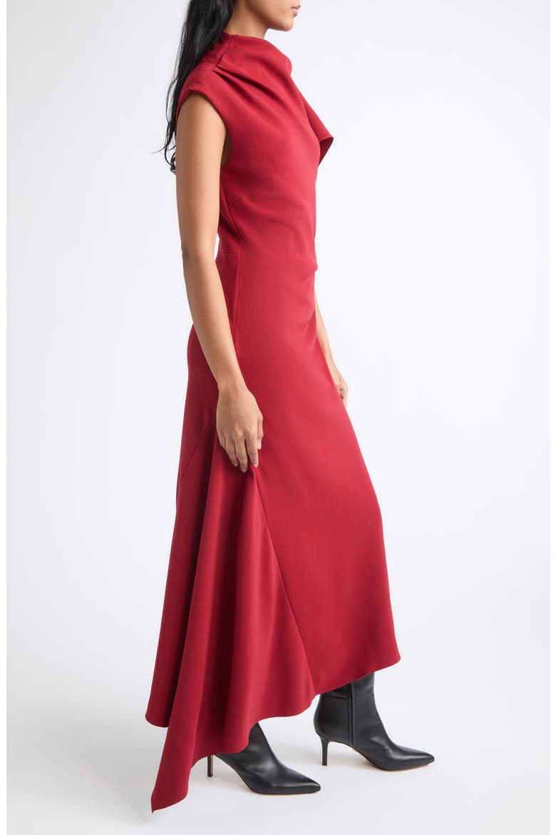 Brett Funnel Neck Drape Midi Dress, Alternate, color, CARDINAL RED