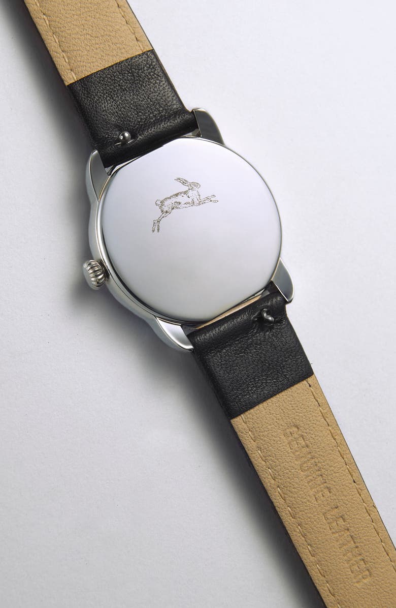 March Hare Watches The Harriet Petite Vintage Watch, Alternate, color, Silver Watch - Black Strap
