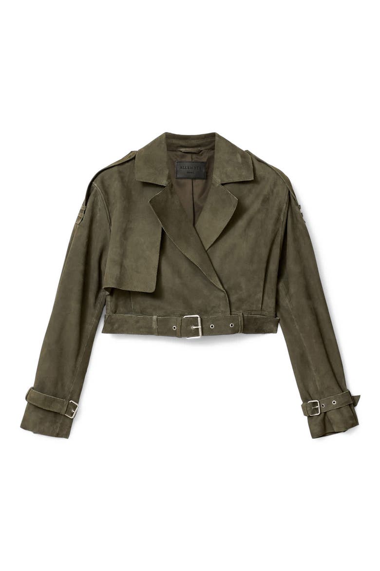 Ophelia Suede Jacket, Alternate, color, CALEDON GREEN