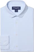 Mizzen+Main Leeward Trim Fit Cloud Blue Pinstripe No Tuck Button-Up Shirt