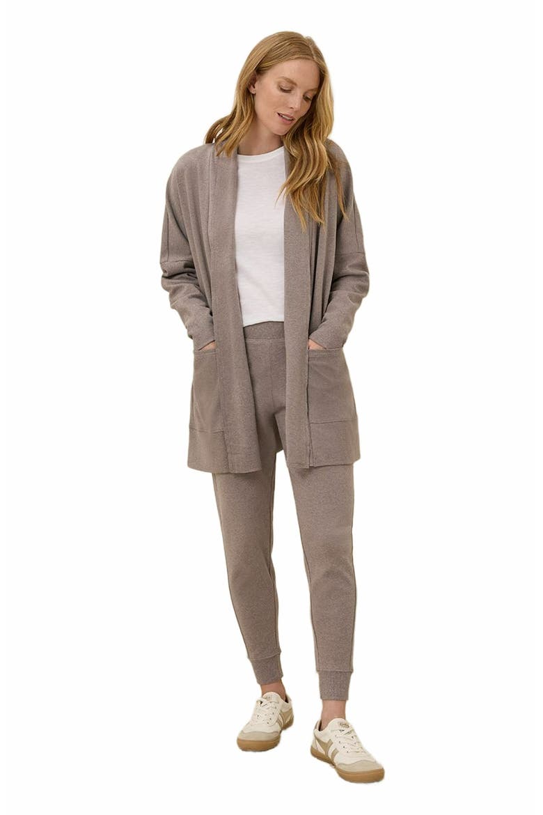 Organic Cotton Airplane Wrap Cardigan, Alternate, color, Deep Taupe Heather