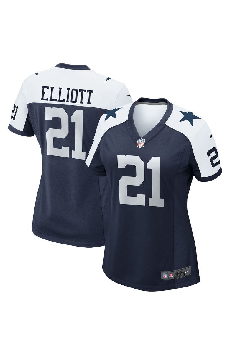 Nike Women's Nike Ezekiel Elliott Navy Dallas Cowboys Alternate Game Team Jersey, Main, color,