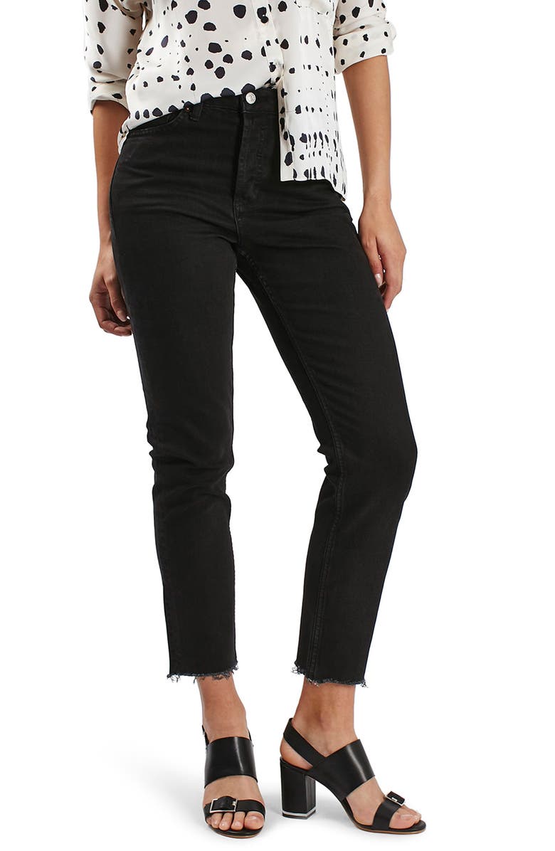 Topshop Raw Hem Straight Leg Jeans, Main, color,