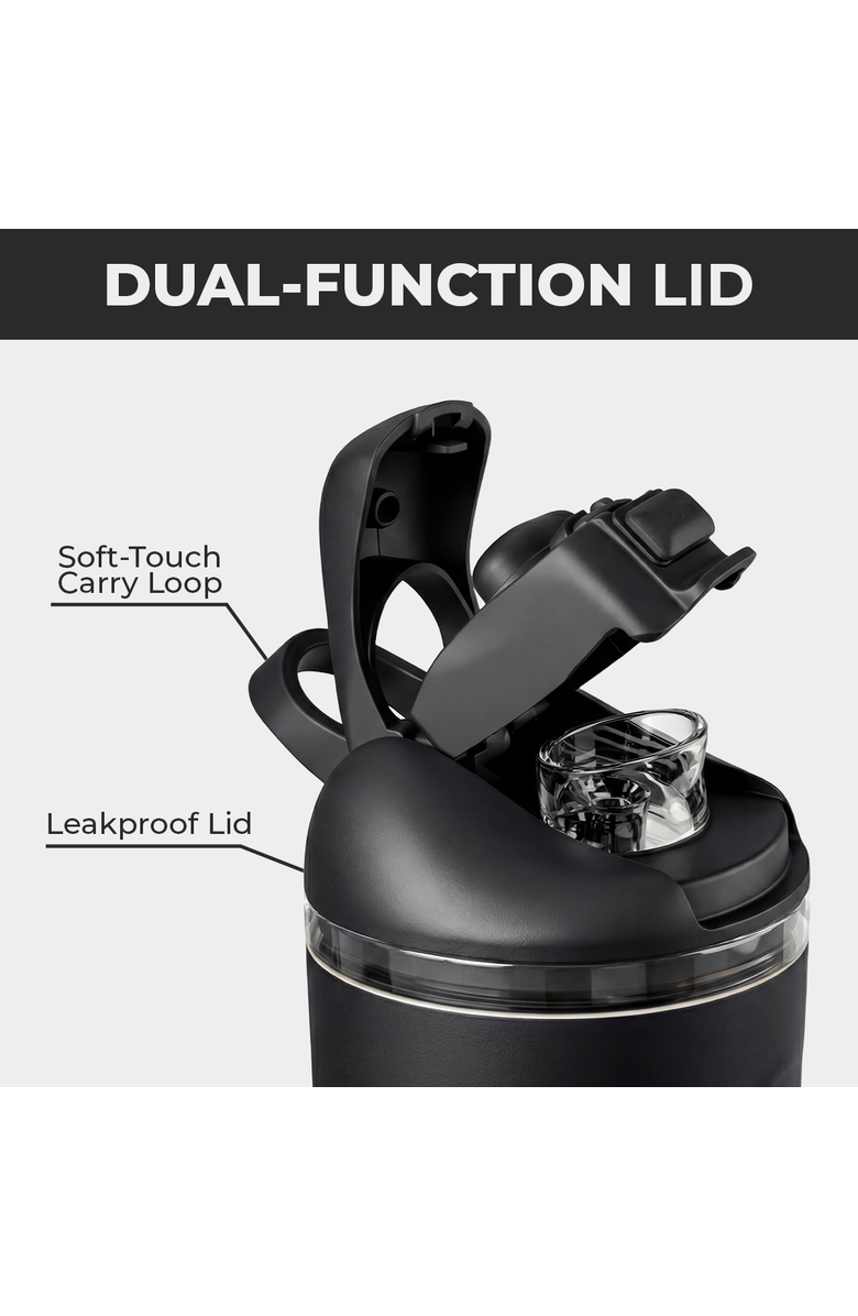 HydroJug Ease2o 24oz Insulated Stainless Steel Water Bottle With Dual Sip & Chug Lid, Alternate, color, Black