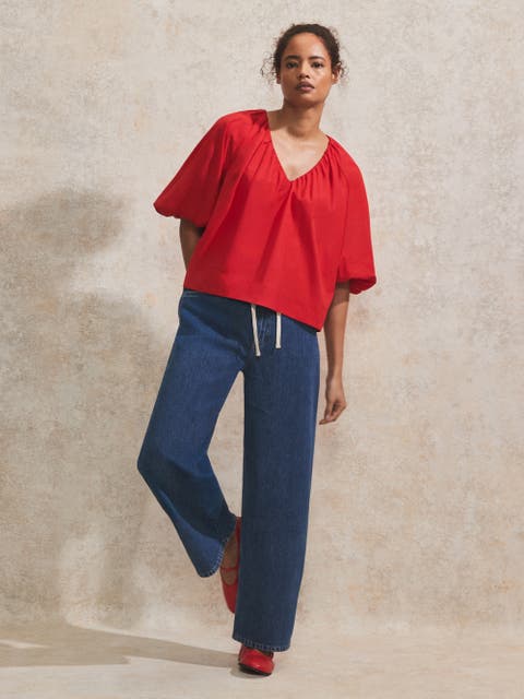 Puff Sleeve V-Neck Top