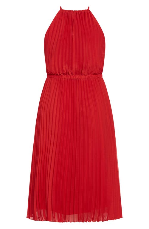 City Chic Ruby Pleated Halter Neck Midi Dress In Red