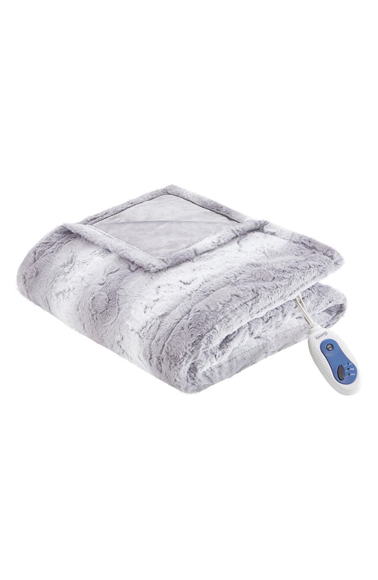 BEAUTYREST Zuri Heated Faux Fur Wrap, Main, color, 