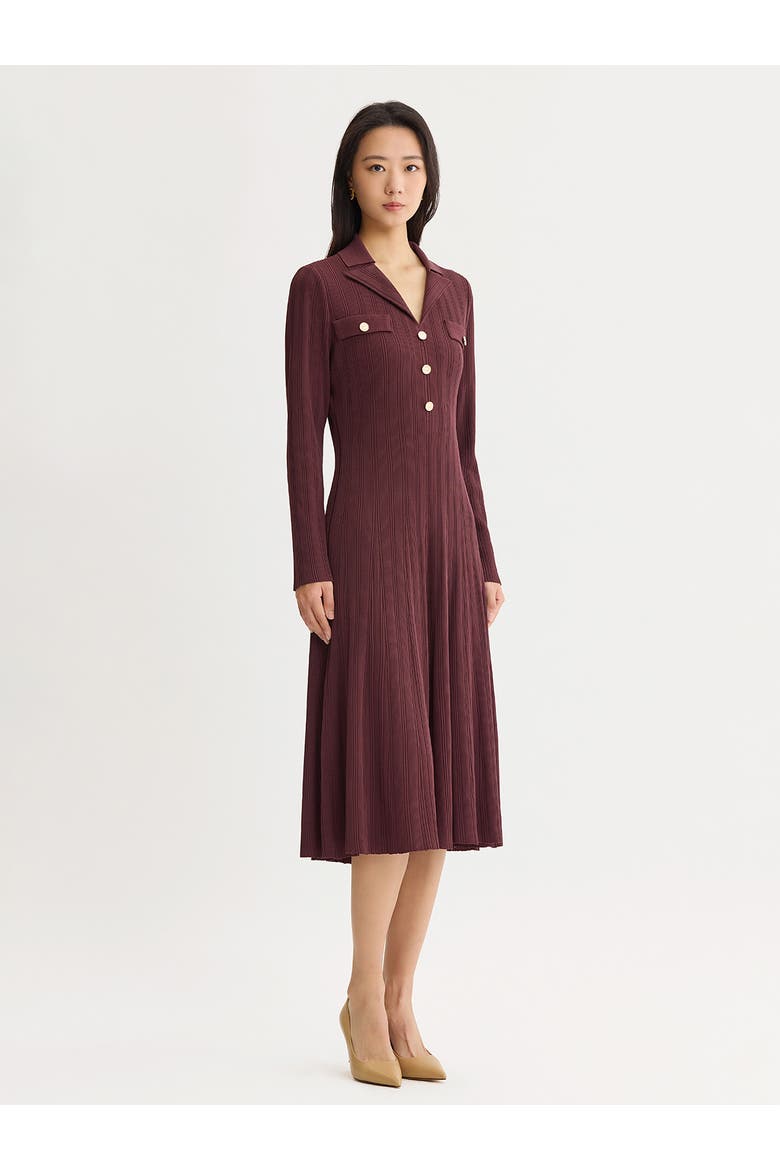 Fit & Flare Soft Ribbed Knit Midi Dress, Alternate, color, Mahogany