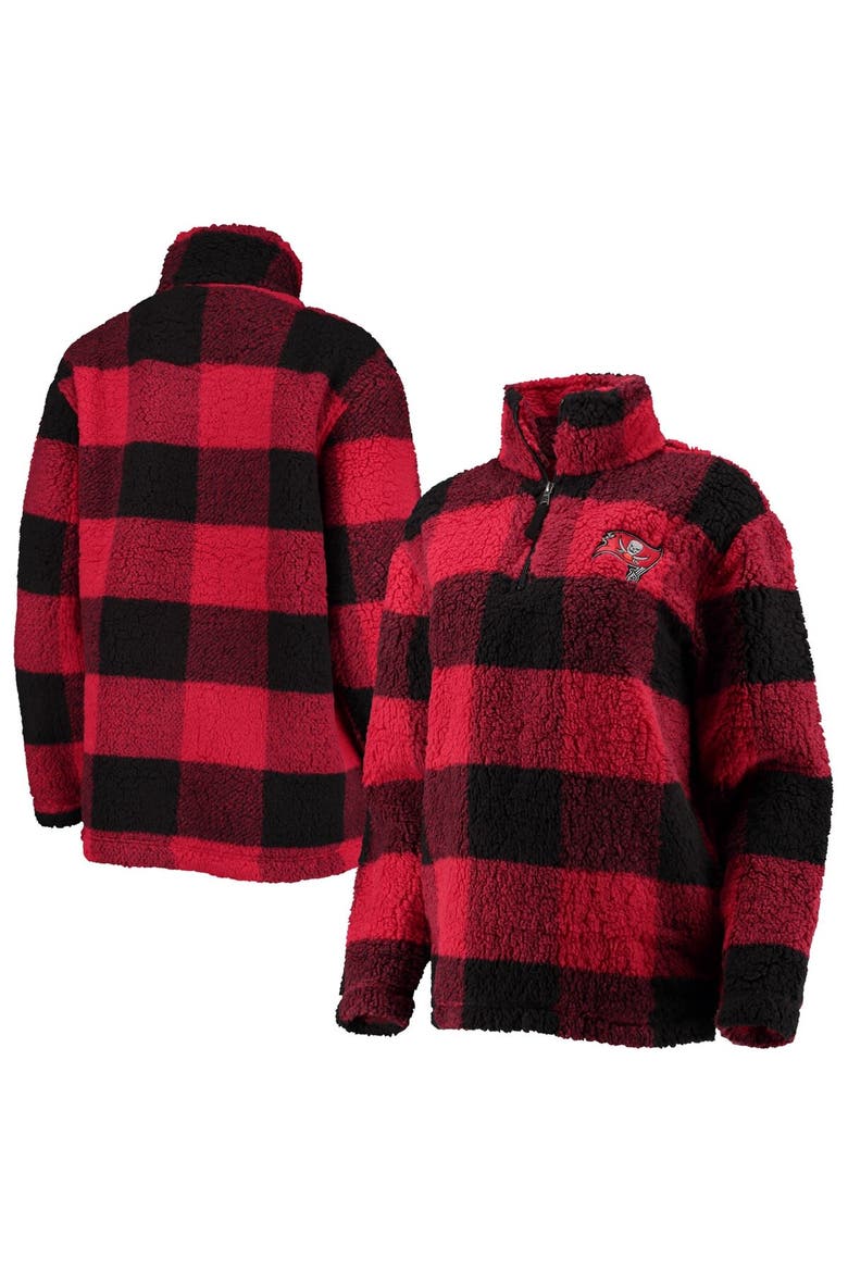 Women's G-III 4Her by Carl Banks Red Tampa Bay Buccaneers Sherpa Plaid Quarter-Zip Jacket, Main, color, Red