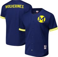 Mitchell & Ness Men's Mitchell & Ness Navy Michigan Wolverines Game Time Vintage Mesh Button Front Top