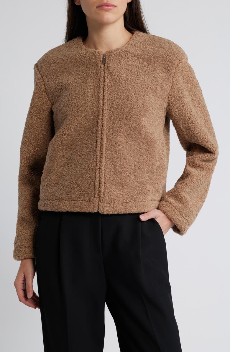 Theory Front Zip Fleece Jacket, Alternate, color, Palomino