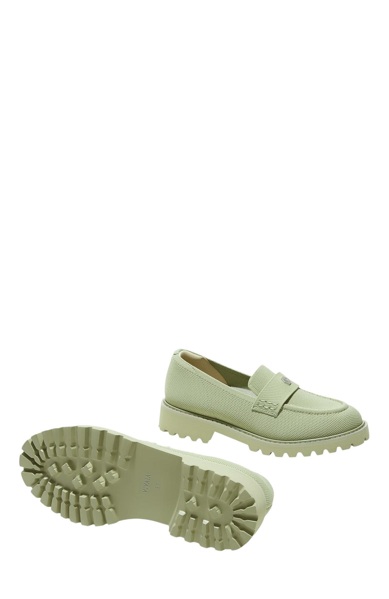 VIVAIA Round-Toe Platform Chunky Heel Loafers, Alternate, color, Matcha