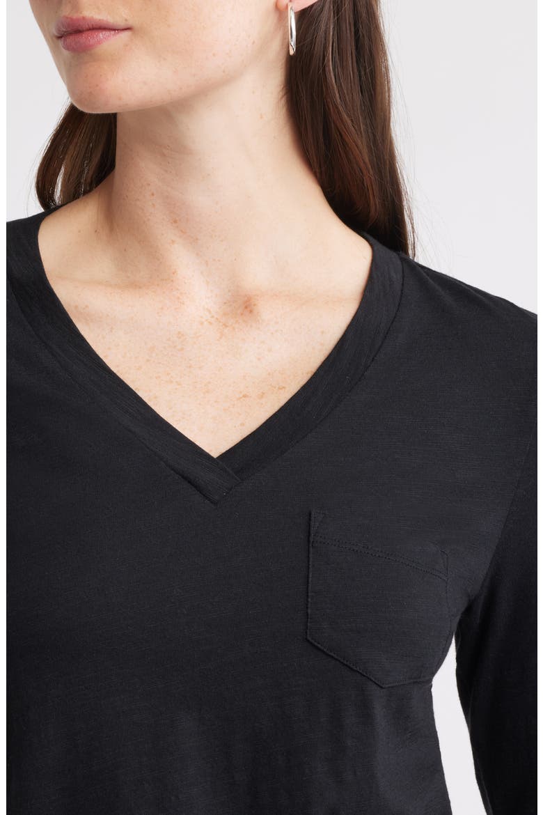 Long Sleeve V-Neck T-Shirt, Alternate, color, BLACK