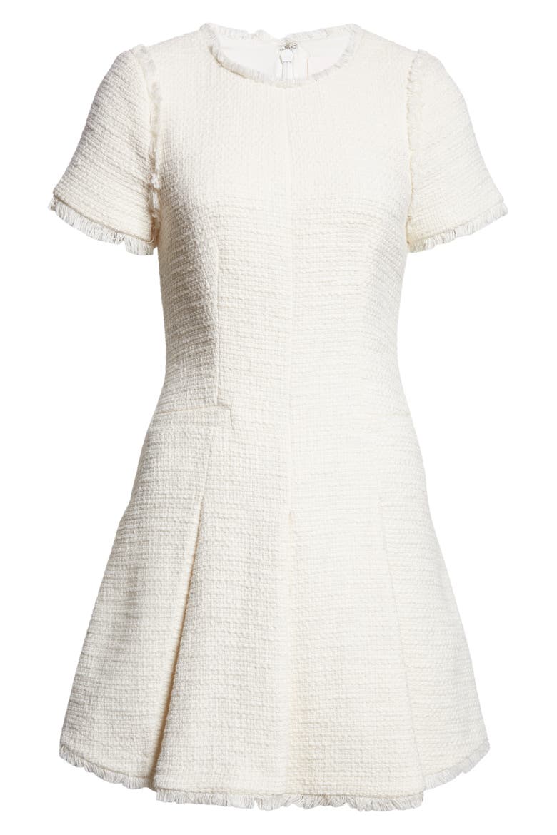 Nova Tweed Fit & Flare Dress, Alternate, color, GARDENIA
