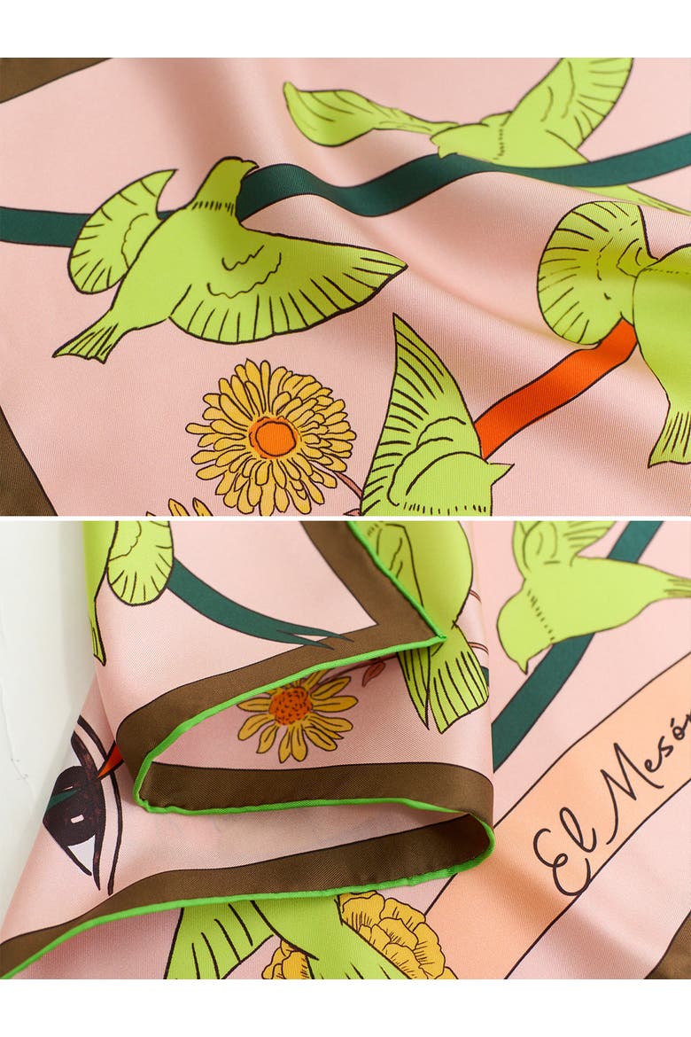"House of Frida" Silk Bandana Scarf, Alternate, color, Neon Green